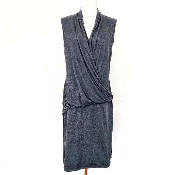 Athleta Duel Drape Dress Medium Charcoal Gray - Picture 2 of 9